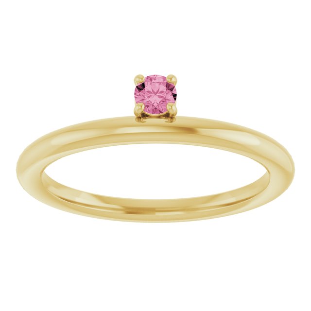 14K Yellow Natural Pink Tourmaline Stackable Ring