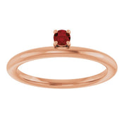 14K Rose Natural Mozambique Garnet Stackable Ring