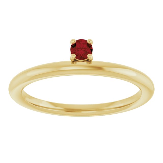 14K Yellow Natural Mozambique Garnet Stackable Ring