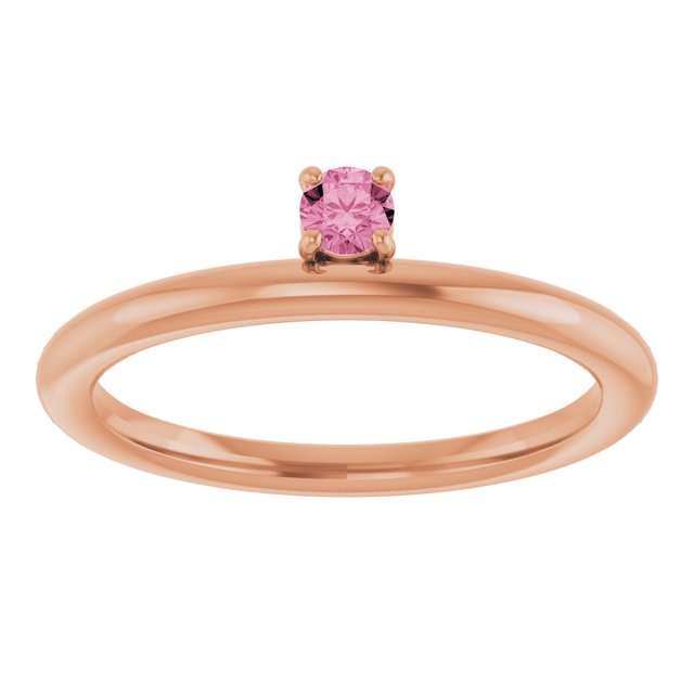 14K Rose Natural Pink Tourmaline Stackable Ring