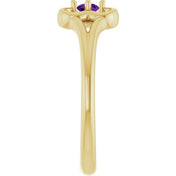 14K Yellow Natural Amethyst Youth Flower Ring