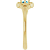 14K Yellow Natural Aquamarine Youth Flower Ring