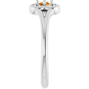 14K White Natural Citrine Youth Flower Ring