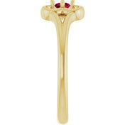 14K Yellow Natural Ruby Youth Flower Ring