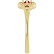 14K Yellow Natural Ruby Youth Flower Ring