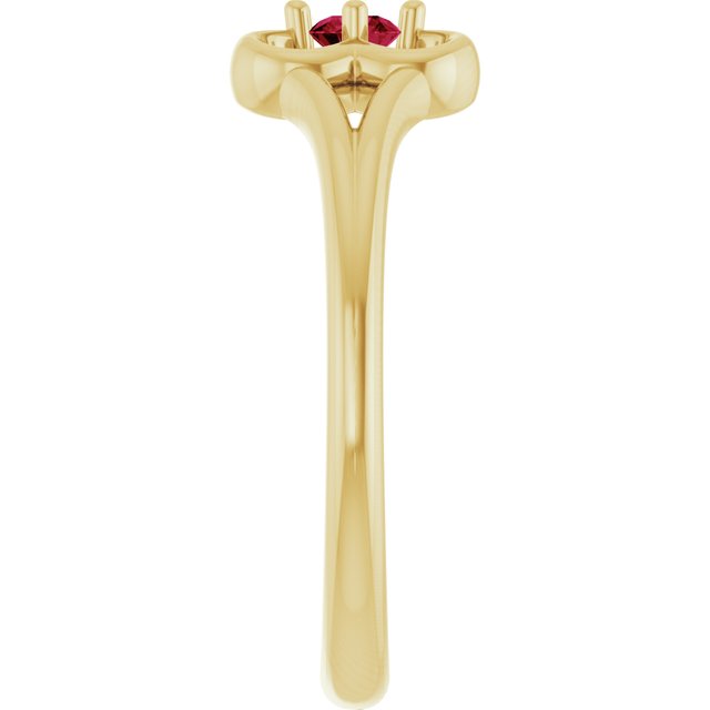 14K Yellow Natural Ruby Youth Flower Ring