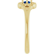 14K Yellow Natural Blue Sapphire Youth Flower Ring