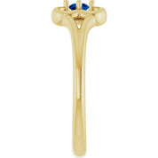 14K Yellow Natural Blue Sapphire Youth Flower Ring