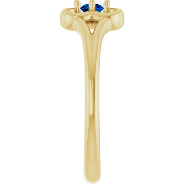 14K Yellow Natural Blue Sapphire Youth Flower Ring