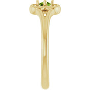 14K Yellow Natural Peridot Youth Flower Ring