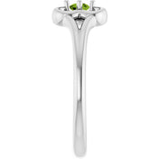 14K White Natural Peridot Youth Flower Ring