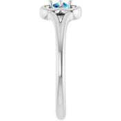 14K White Natural Blue Zircon Youth Flower Ring
