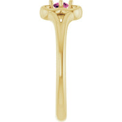 14K Yellow Natural Pink Tourmaline Youth Flower Ring