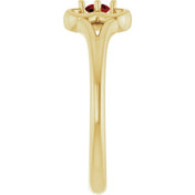 14K Yellow Natural Mozambique Garnet Youth Flower Ring