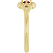 14K Yellow Natural Mozambique Garnet Youth Flower Ring