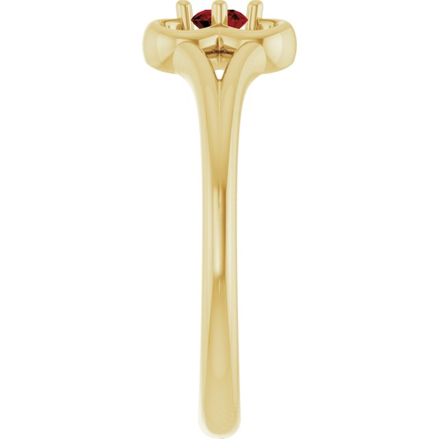 14K Yellow Natural Mozambique Garnet Youth Flower Ring