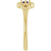 14K Yellow Natural Alexandrite Youth Flower Ring