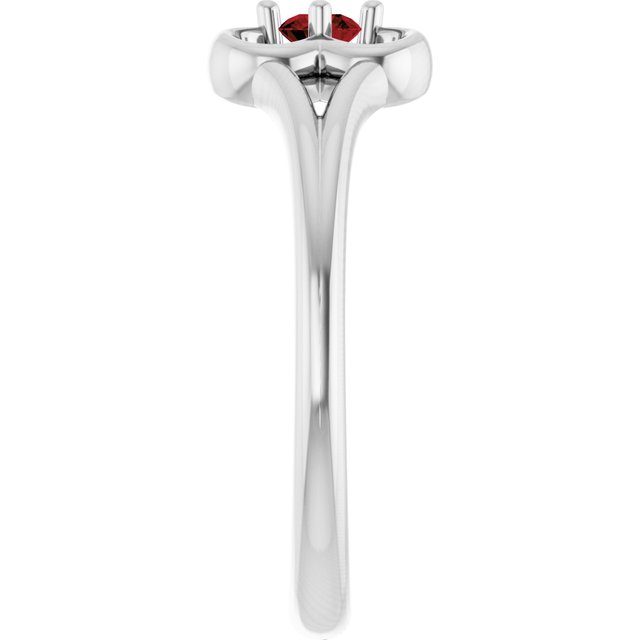 14K White Natural Mozambique Garnet Youth Flower Ring