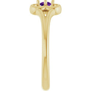 14K Yellow Natural Amethyst Youth Flower Ring