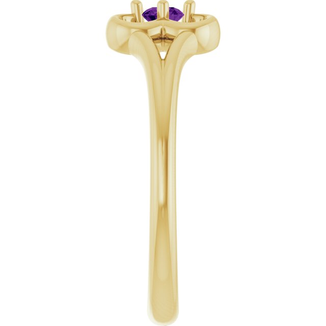 14K Yellow Natural Amethyst Youth Flower Ring