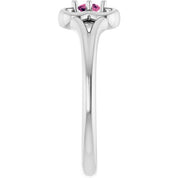14K White Natural Pink Tourmaline Youth Flower Ring