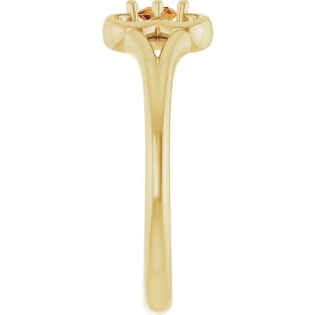14K Yellow Natural Citrine Youth Flower Ring