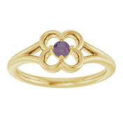 14K Yellow Natural Alexandrite Youth Flower Ring