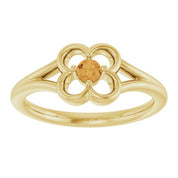 14K Yellow Natural Citrine Youth Flower Ring