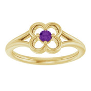 14K Yellow Natural Amethyst Youth Flower Ring