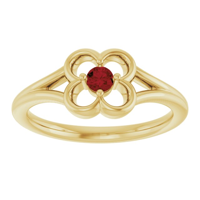 14K Yellow Natural Mozambique Garnet Youth Flower Ring