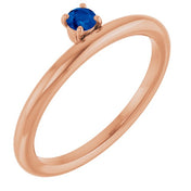 14K Rose Natural Blue Sapphire Stackable Ring