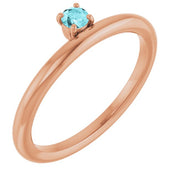 14K Rose Natural Blue Zircon Stackable Ring