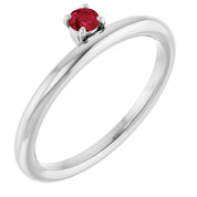 14K White Lab-Grown Ruby Stackable Ring