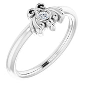 Sterling Silver .04 CTW Natural Diamond Bee Youth Ring
