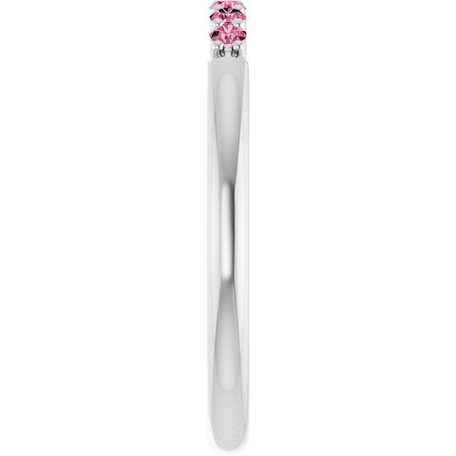 Sterling Silver Natural Pink Tourmaline Stackable Ring