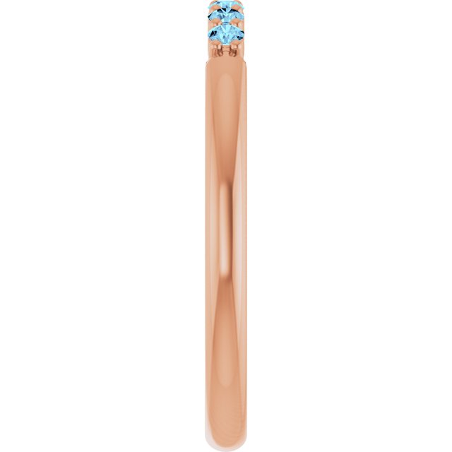 14K Rose Natural Aquamarine Stackable Ring