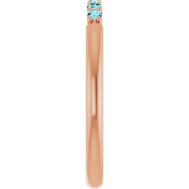 14K Rose Natural Blue Zircon Stackable Ring