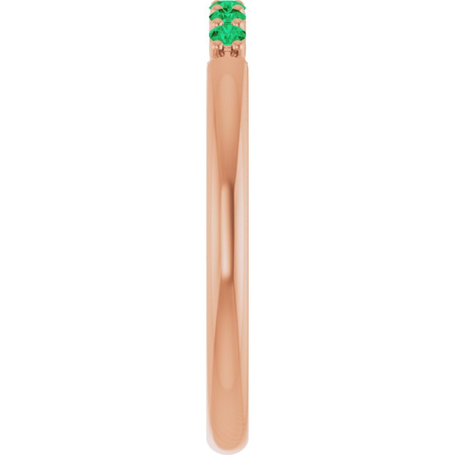 14K Rose Natural Emerald Stackable Ring