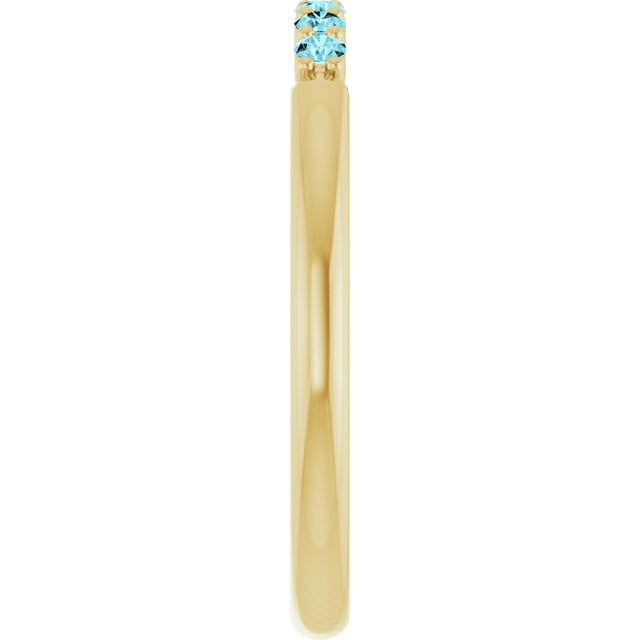 14K Yellow Natural Blue Zircon Stackable Ring