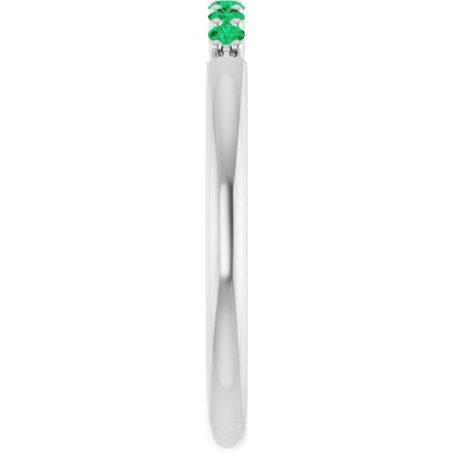 14K White Natural Emerald Stackable Ring
