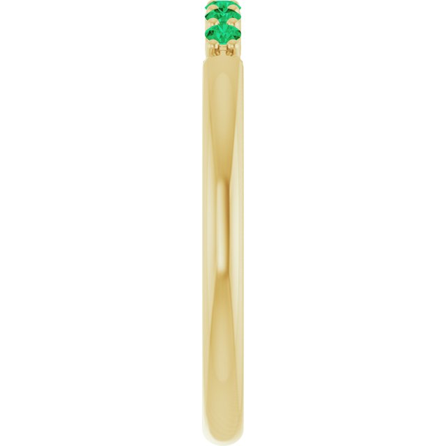 14K Yellow Natural Emerald Stackable Ring