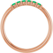 14K Rose Natural Emerald Stackable Ring