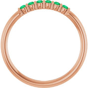 14K Rose Natural Emerald Stackable Ring