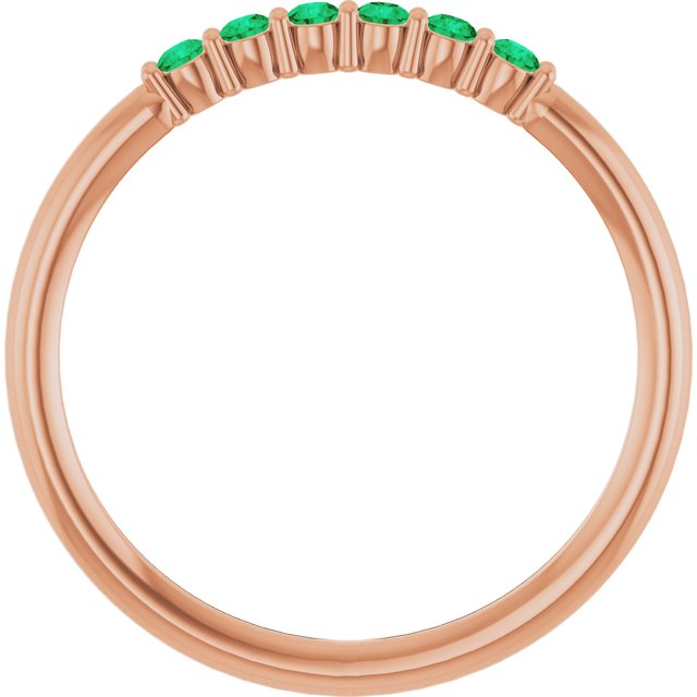 14K Rose Natural Emerald Stackable Ring