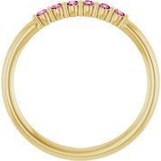14K Yellow Natural Pink Tourmaline Stackable Ring