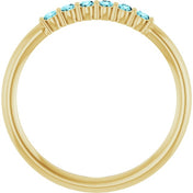 14K Yellow Natural Blue Zircon Stackable Ring