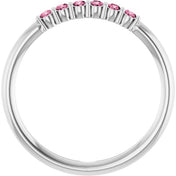 Platinum Natural Pink Tourmaline Stackable Ring