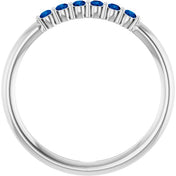14K White Natural Blue Sapphire Stackable Ring