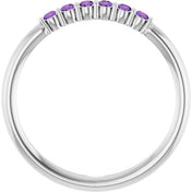 14K White Natural Amethyst Stackable Ring