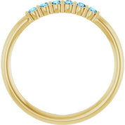 14K Yellow Natural Aquamarine Stackable Ring